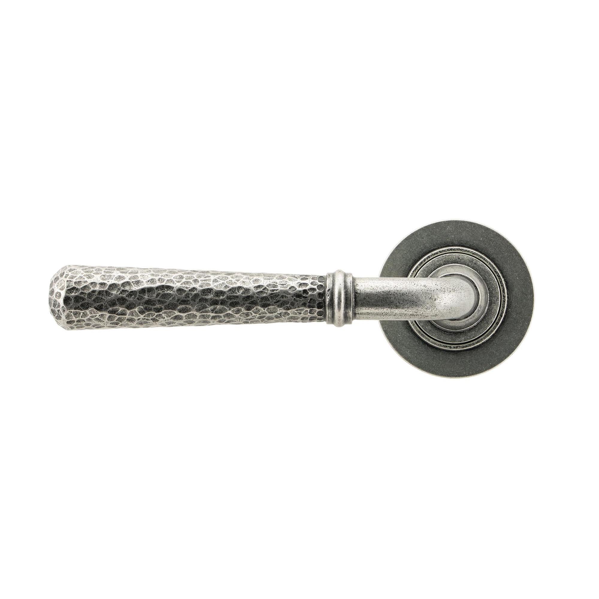 Pewter Hammered Newbury Lever on Rose Set (Plain) - Unsprung | From The Anvil - Concealed - From The Anvil - Yester Home