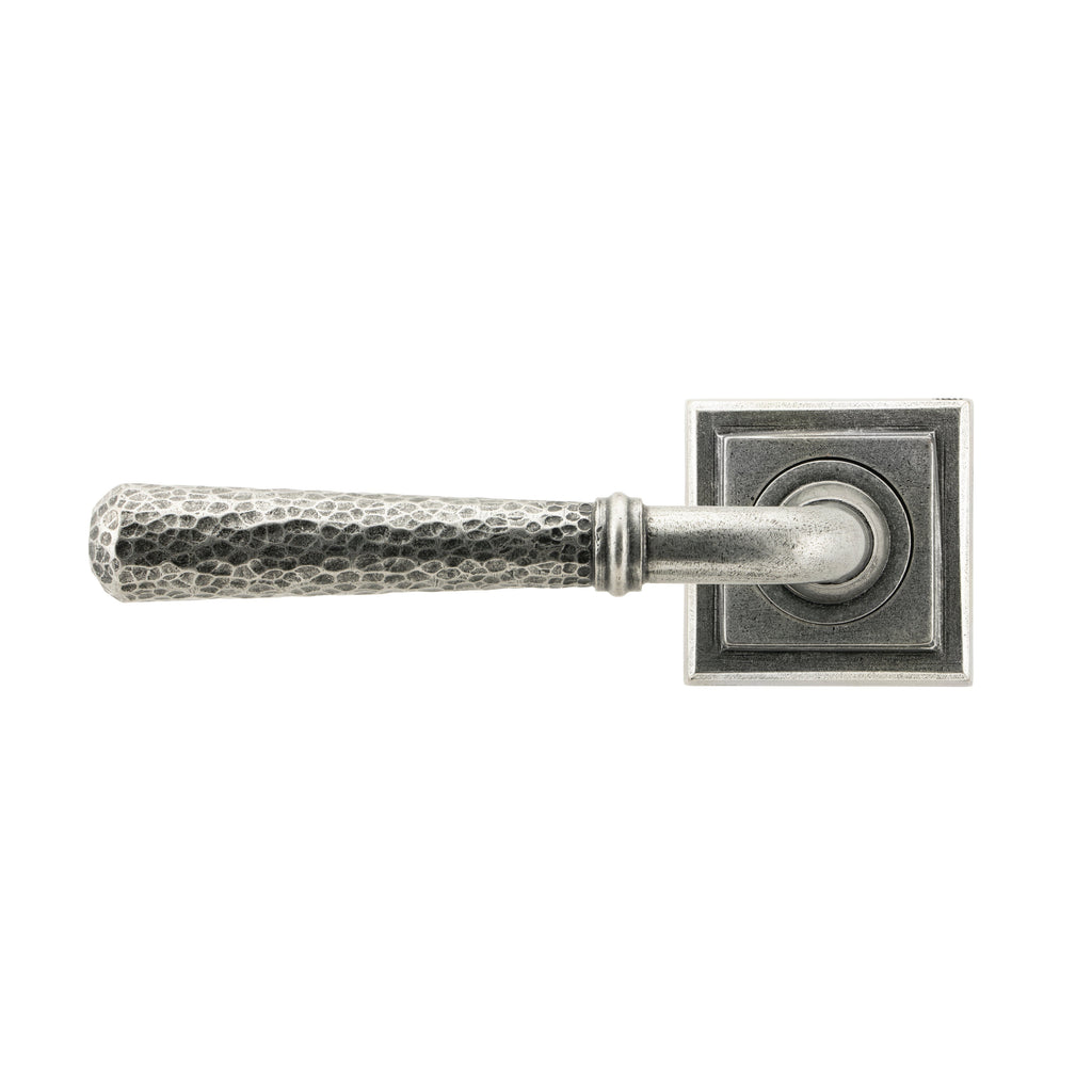 Pewter Hammered Newbury Lever on Rose Set (Square) - Unsprung | From The Anvil-Concealed-Yester Home