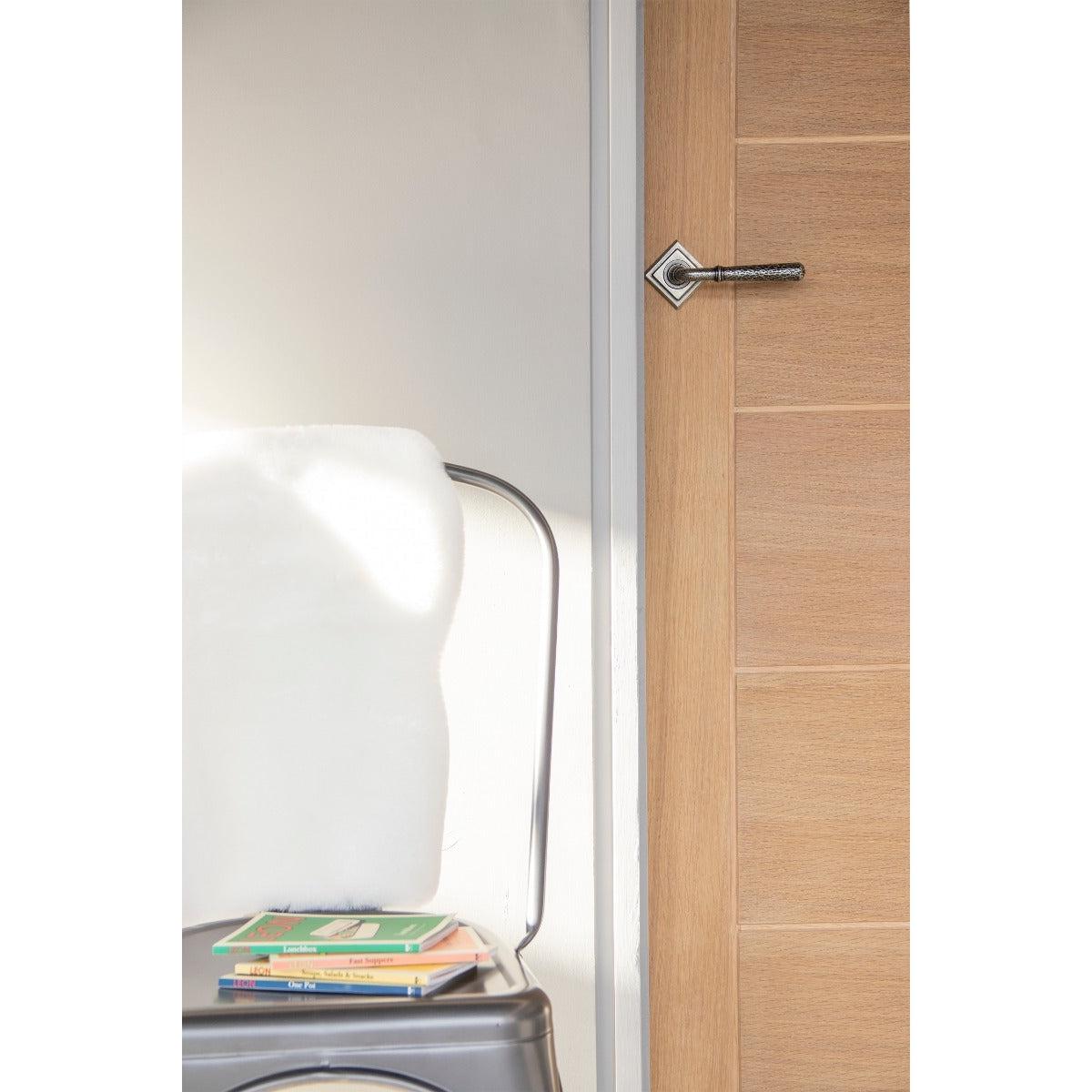 Pewter Hammered Newbury Lever on Rose Set (Square) - Unsprung | From The Anvil-Concealed-Yester Home