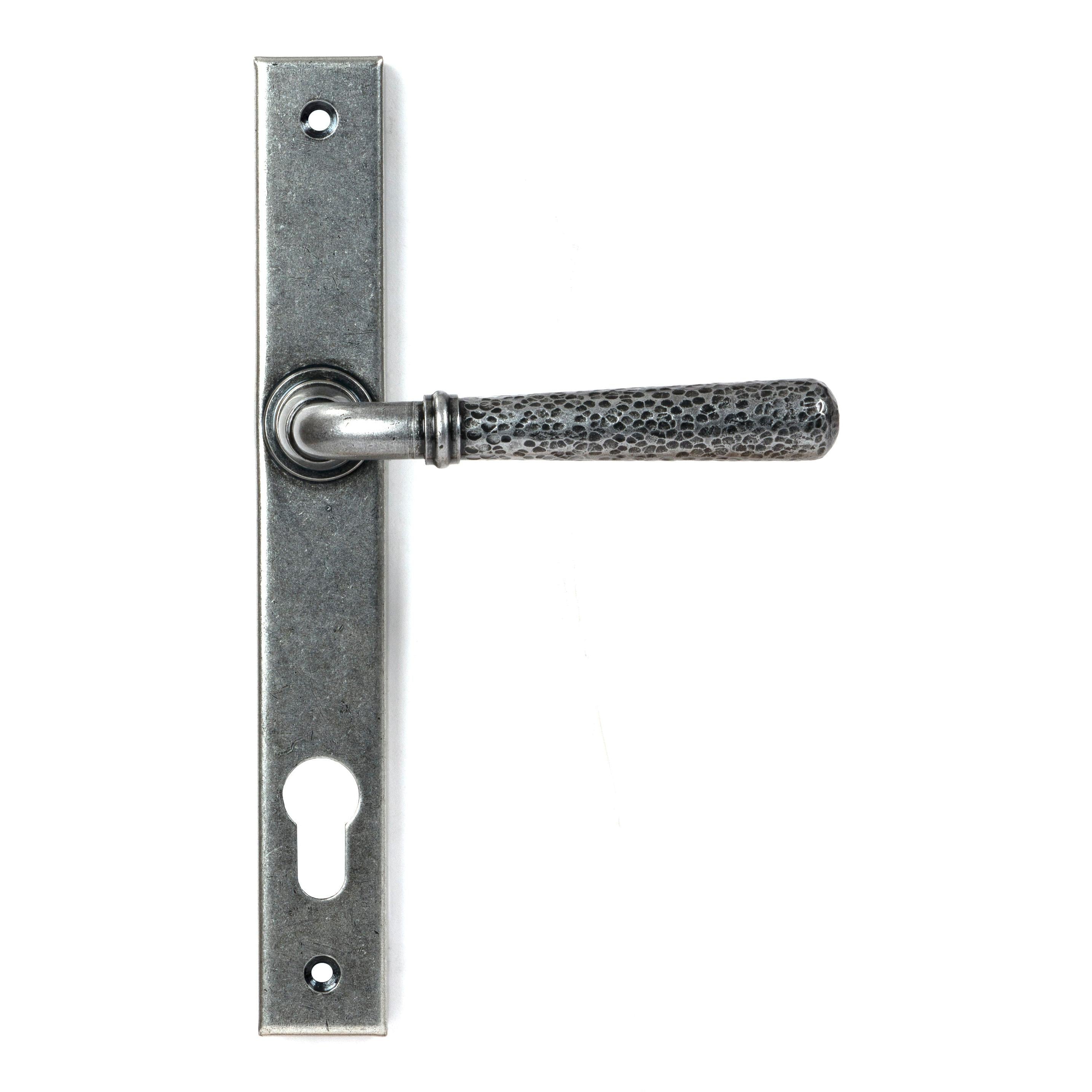 Pewter Hammered Newbury Slimline Espag. Lock Set | From The Anvil - Espagnolette - From The Anvil - Yester Home