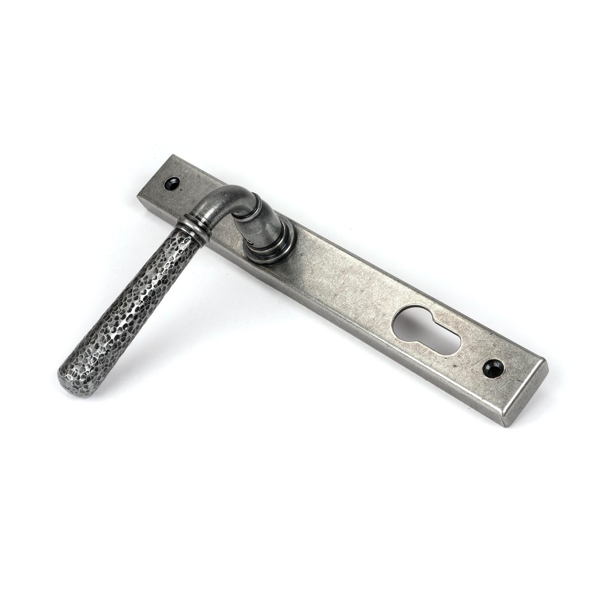 Pewter Hammered Newbury Slimline Espag. Lock Set | From The Anvil - Espagnolette - From The Anvil - Yester Home