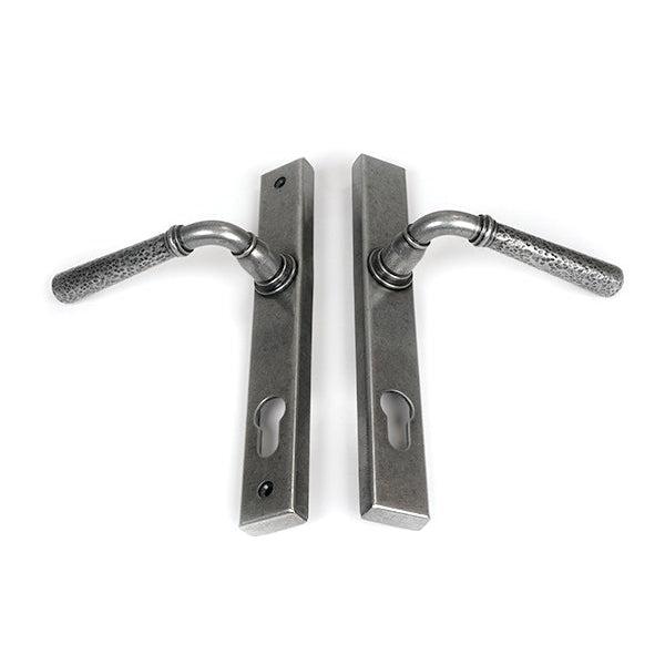 Pewter Hammered Newbury Slimline Espag. Lock Set | From The Anvil-Espagnolette-Yester Home