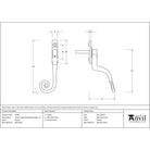 Pewter Large 16mm Monkeytail Espag - LH | From The Anvil - Espag. Fasteners - From The Anvil - Yester Home