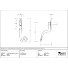 Pewter Large 16mm Monkeytail Espag - RH | From The Anvil - Espag. Fasteners - From The Anvil - Yester Home