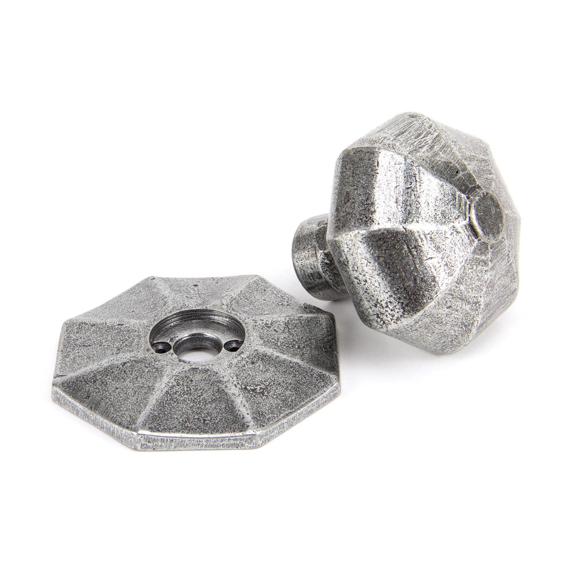 Pewter Large Octagonal Mortice/Rim Knob Set | From The Anvil - Mortice Knobs - From The Anvil - Yester Home
