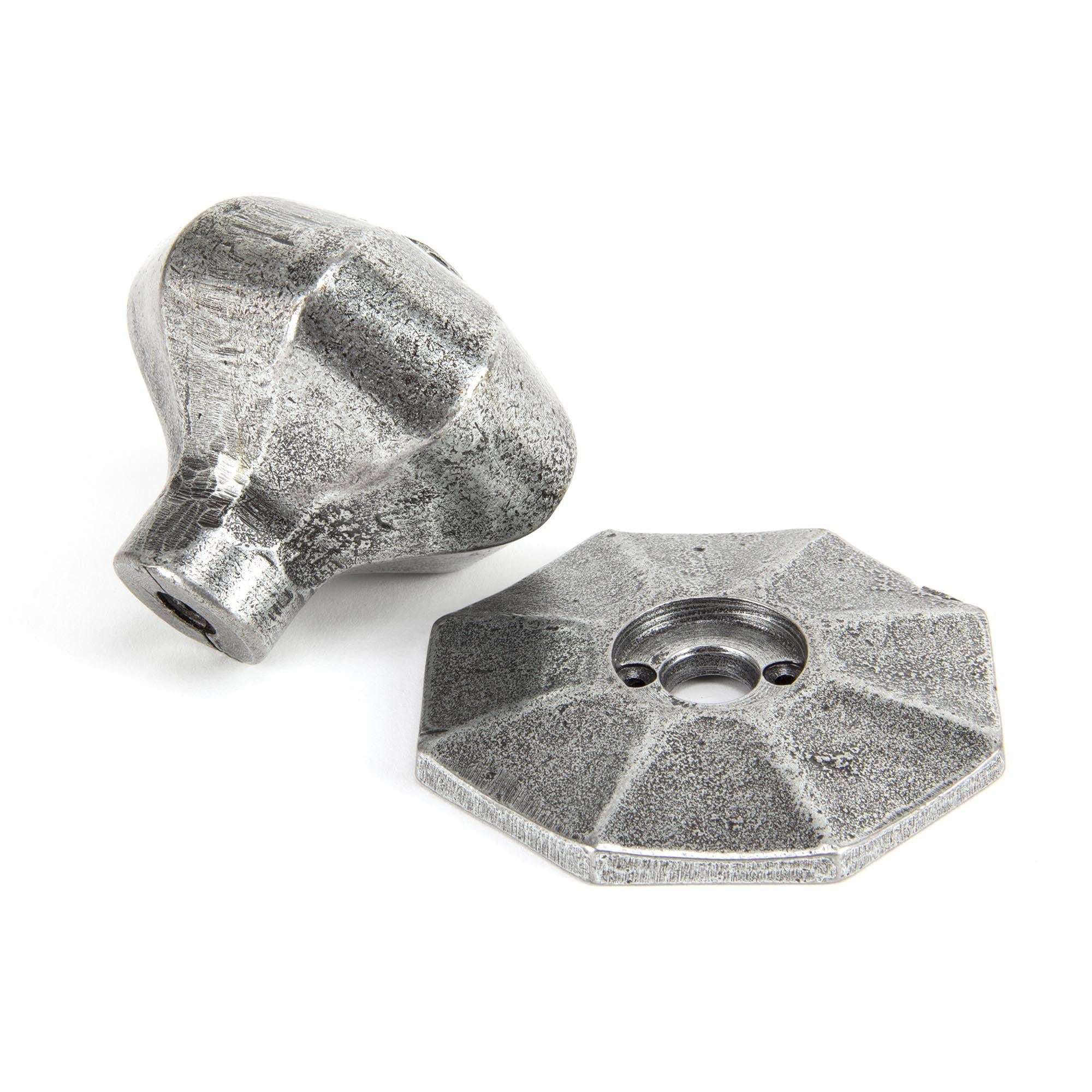 Pewter Large Octagonal Mortice/Rim Knob Set | From The Anvil - Mortice Knobs - From The Anvil - Yester Home