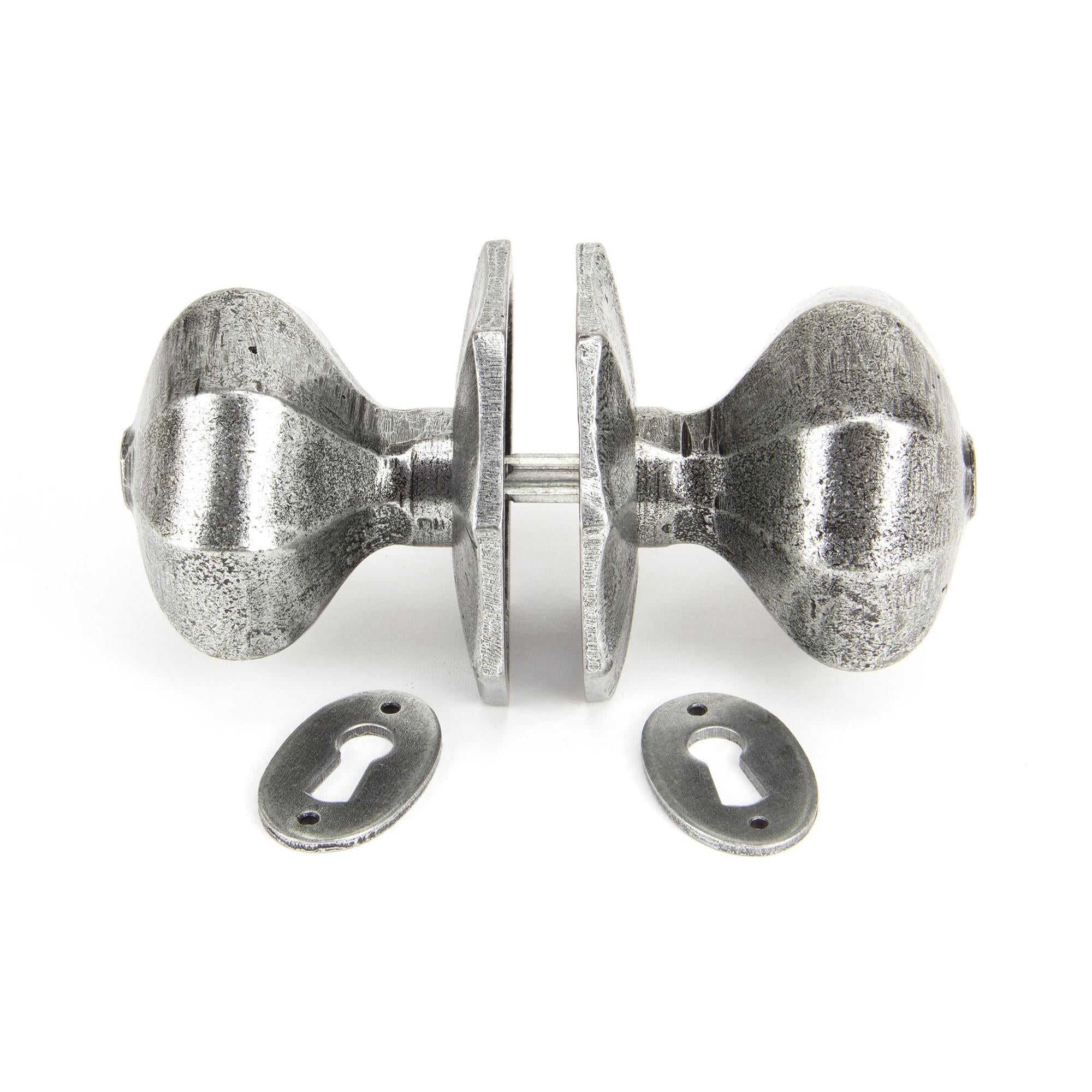 Pewter Large Octagonal Mortice/Rim Knob Set | From The Anvil - Mortice Knobs - From The Anvil - Yester Home