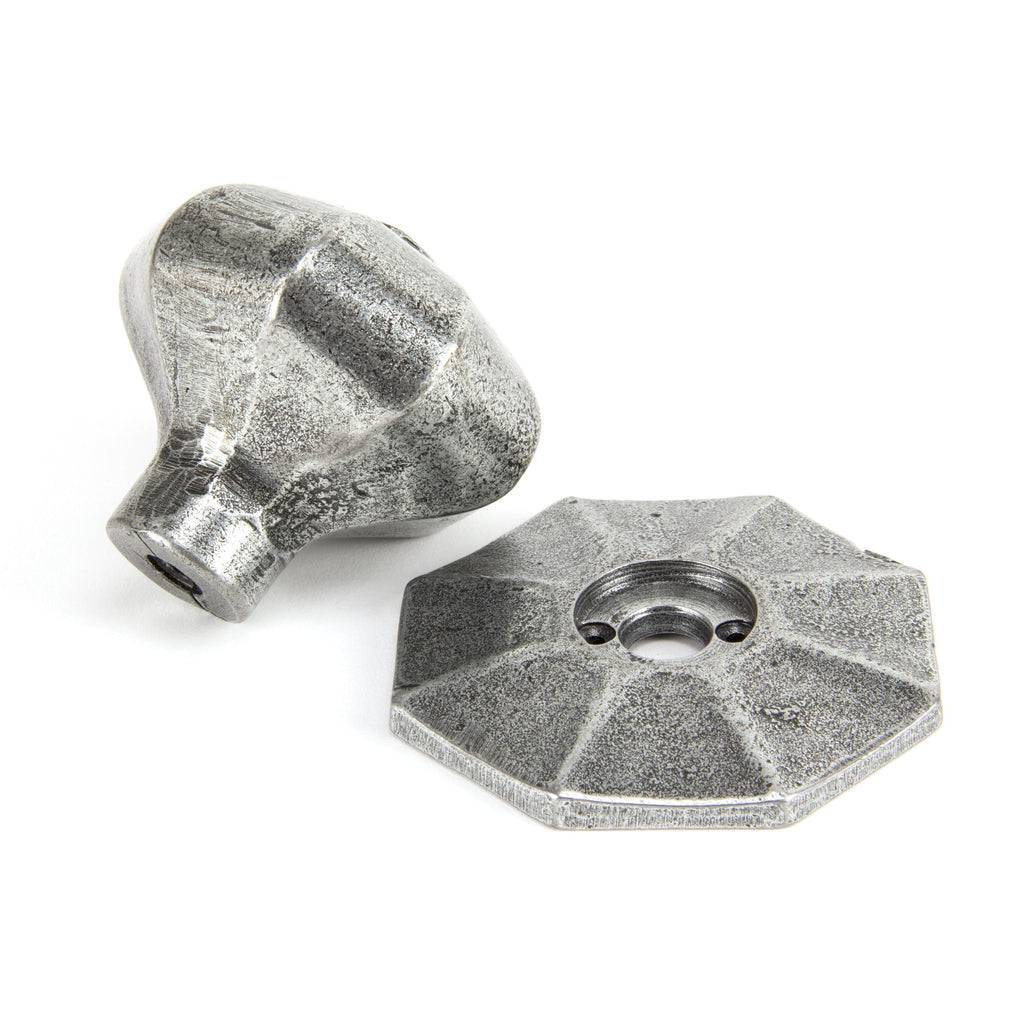Pewter Large Octagonal Mortice/Rim Knob Set | From The Anvil-Mortice Knobs-Yester Home