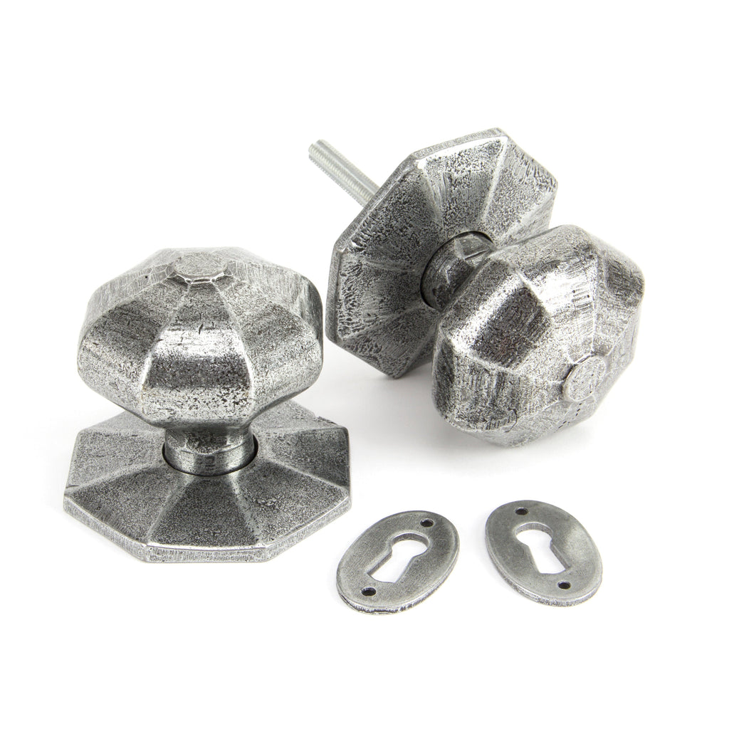 Pewter Large Octagonal Mortice/Rim Knob Set | From The Anvil