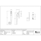 Pewter Locking Night-Vent Monkeytail Fastener - LH | From The Anvil - Night-Vent Fasteners - From The Anvil - Yester Home