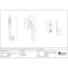 Pewter Locking Night-Vent Monkeytail Fastener - RH | From The Anvil-Night-Vent Fasteners-Yester Home