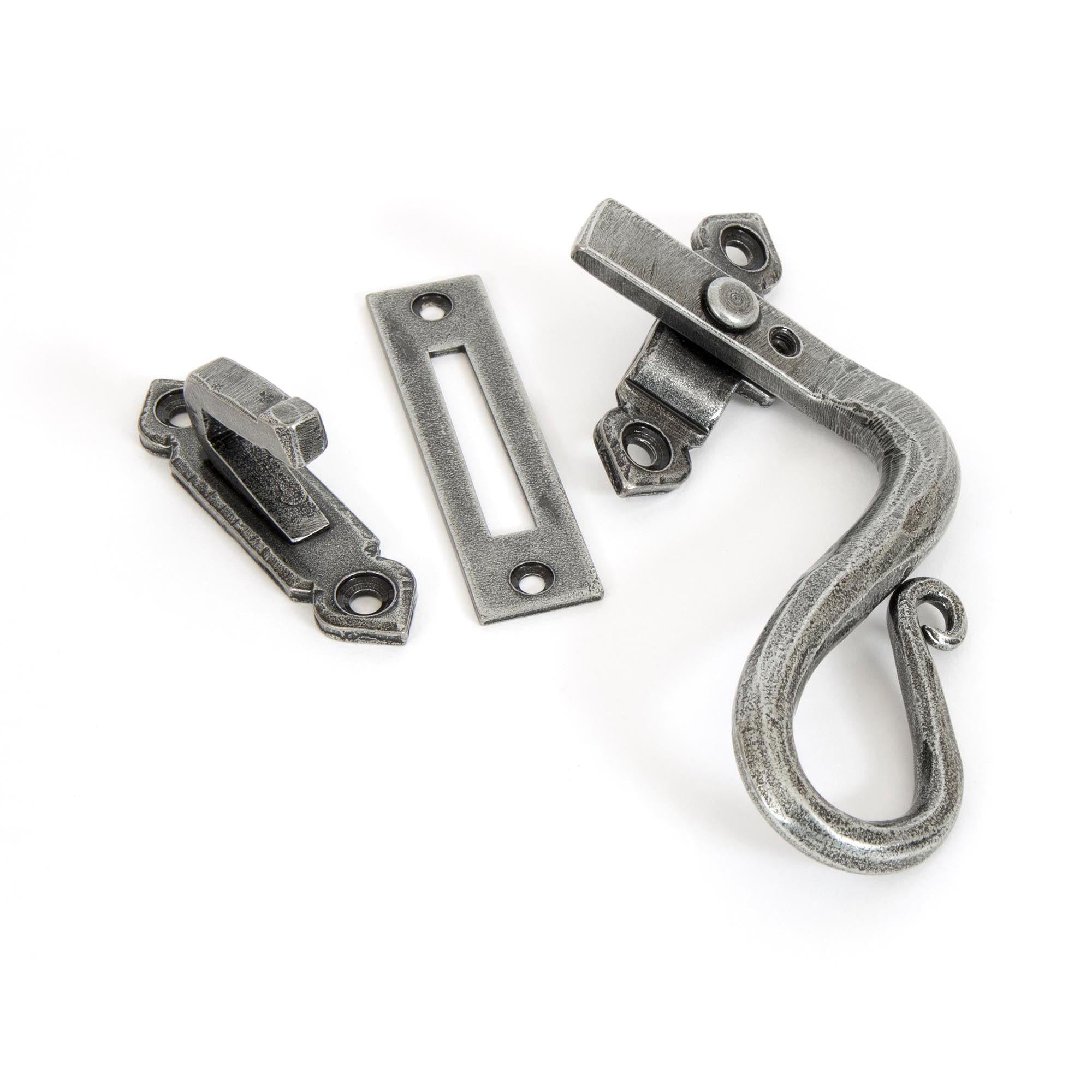 Pewter Locking Shepherd's Crook Fastener - RH | From The Anvil - Locking Fasteners - From The Anvil - Yester Home