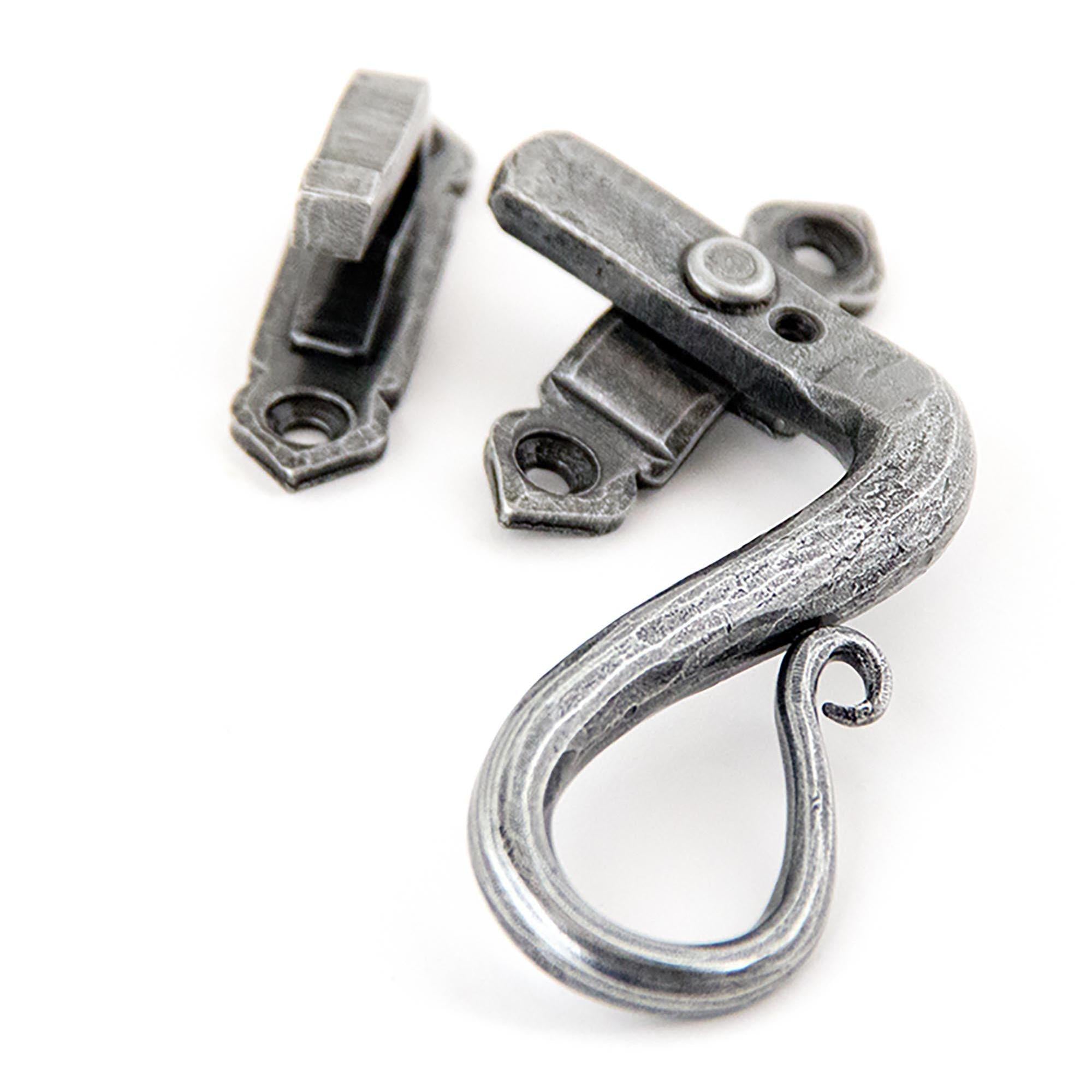 Pewter Locking Shepherd's Crook Fastener - RH | From The Anvil - Locking Fasteners - From The Anvil - Yester Home
