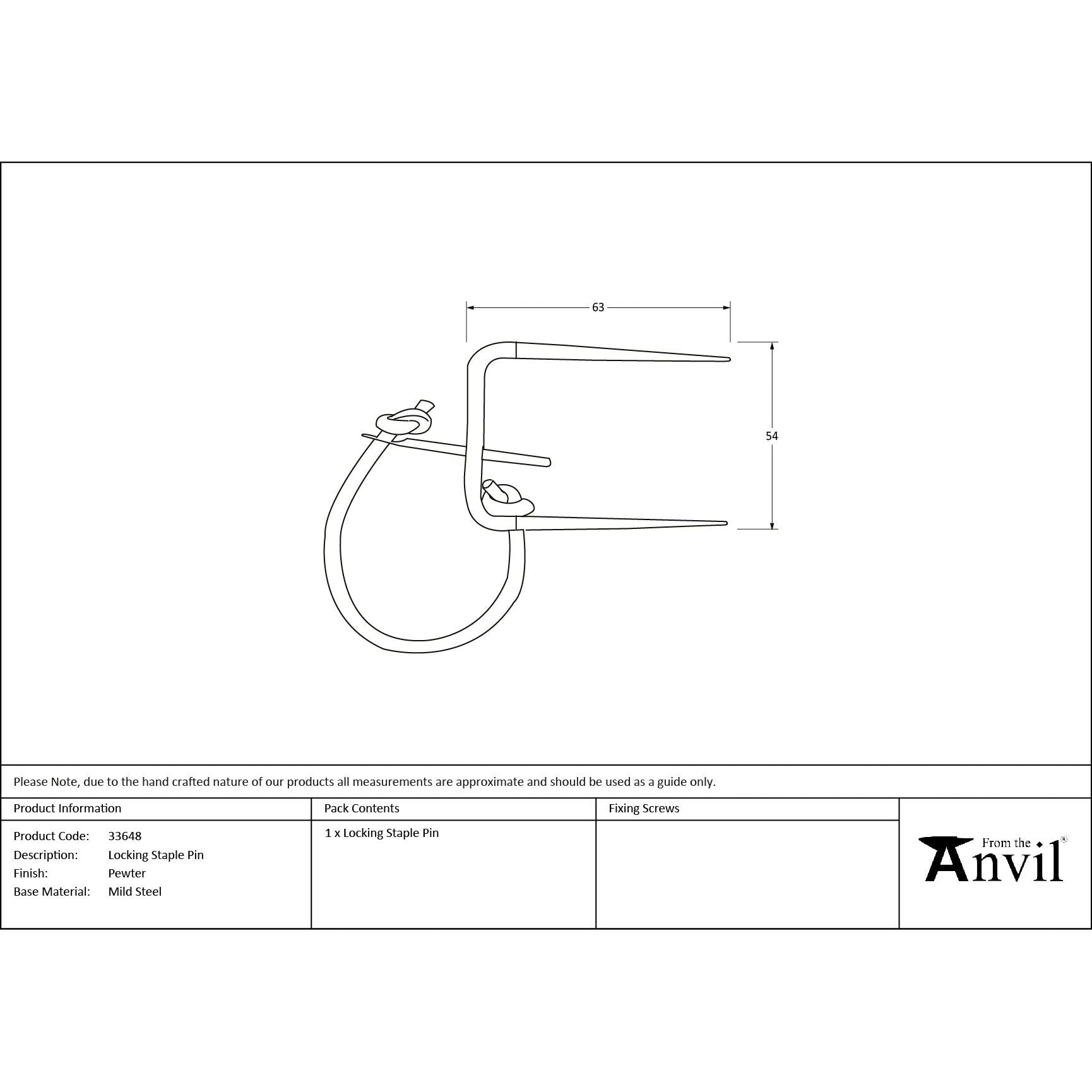 Pewter Locking Staple Pin | From The Anvil - Staple Pins & Plates - From The Anvil - Yester Home