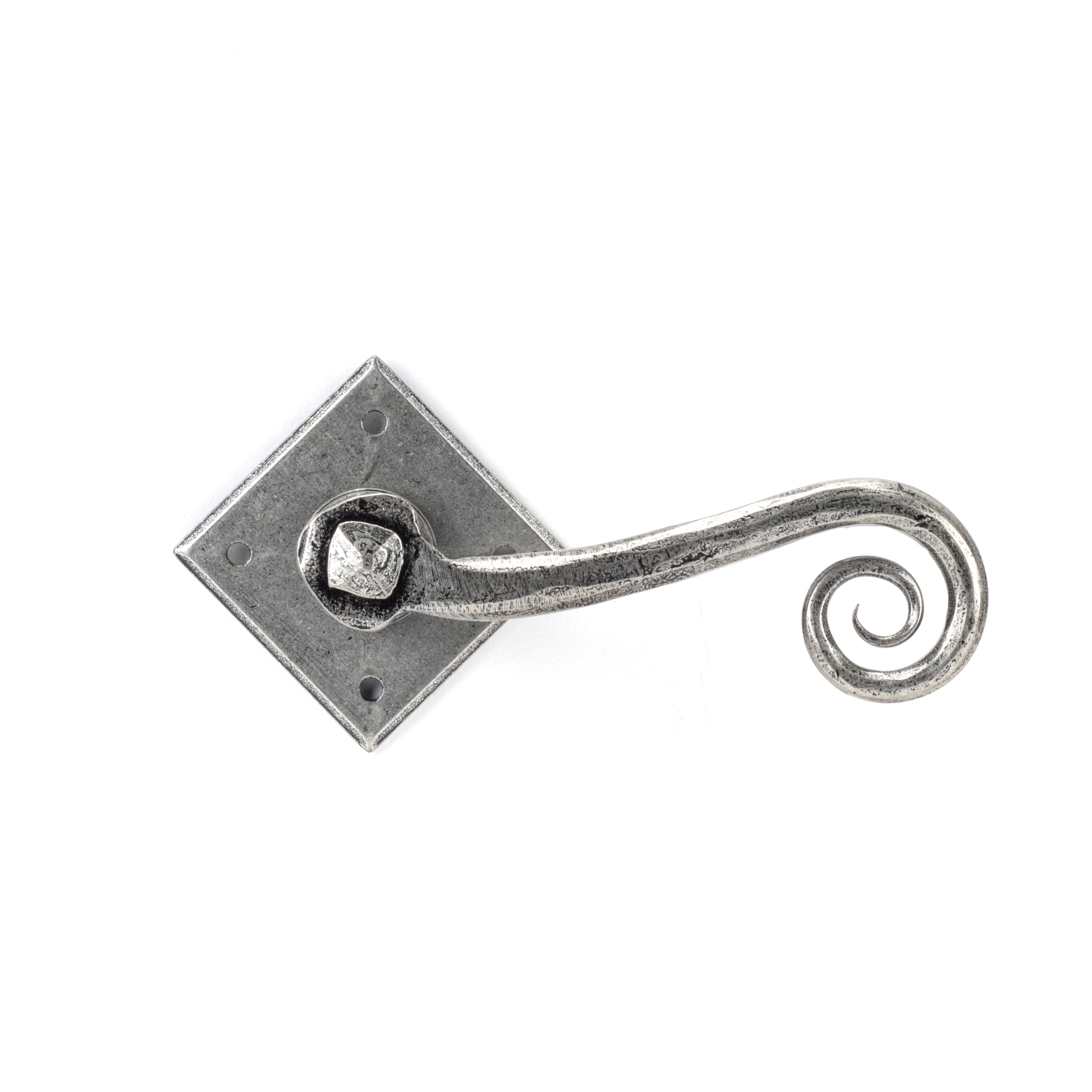 Pewter Monkeytail Lever on Rose Set (Diamond) | From The Anvil-Lever on Rose-Yester Home