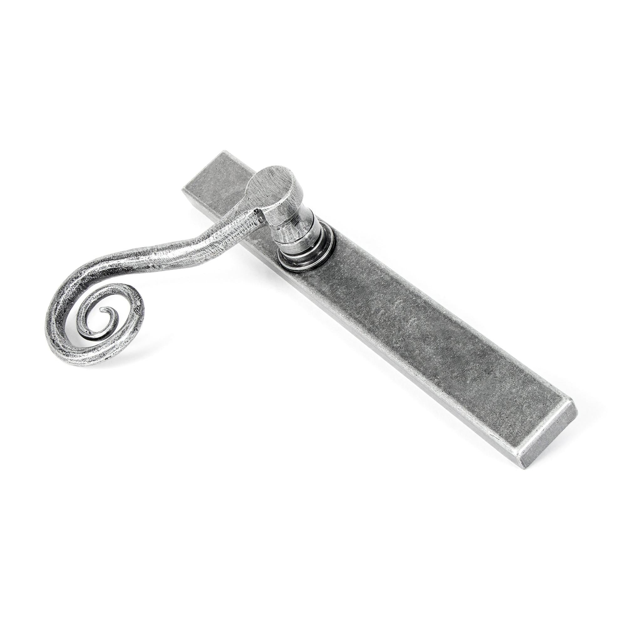 Pewter Monkeytail Slimline Lever Espag. Latch Set - LH | From The Anvil - Espagnolette - From The Anvil - Yester Home