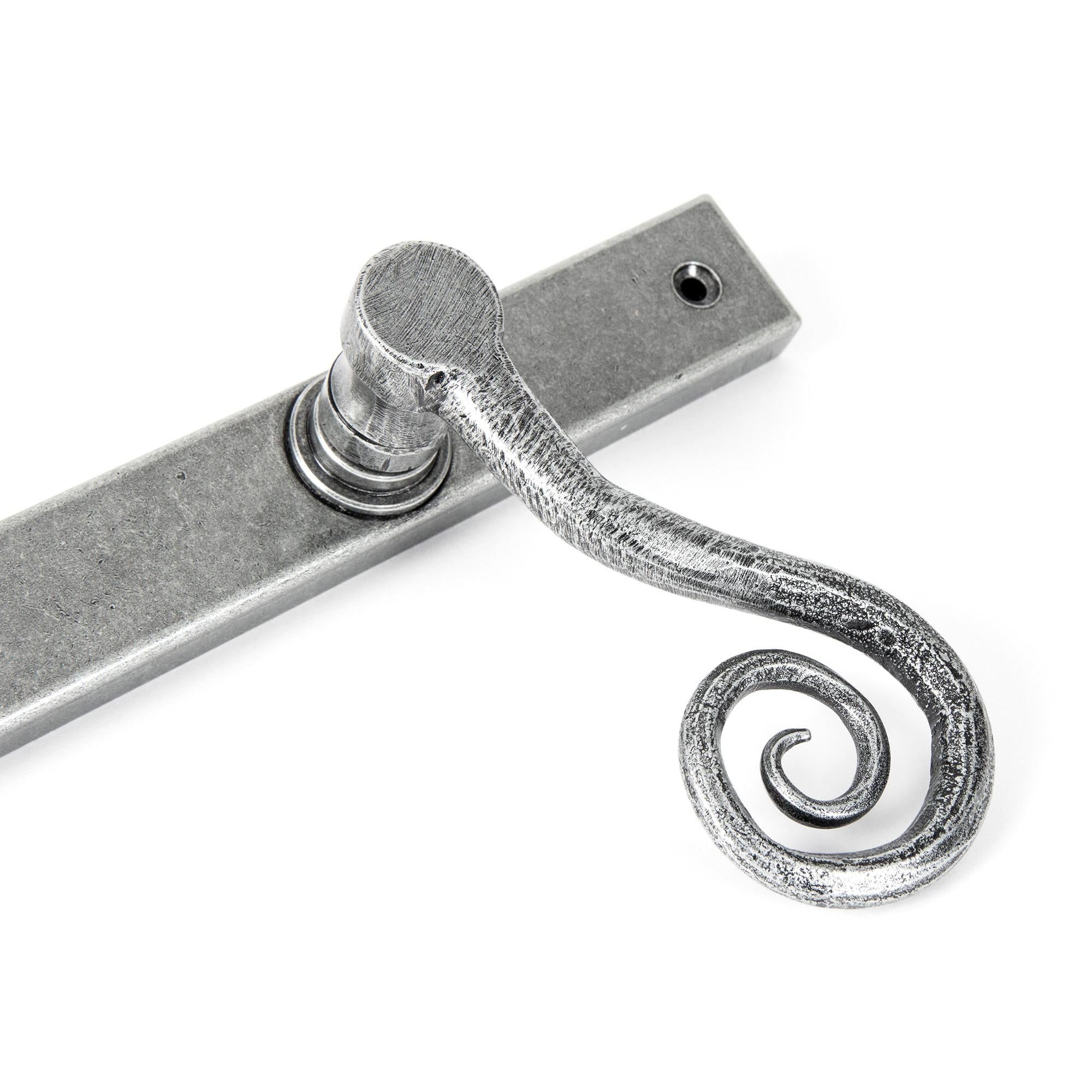 Pewter Monkeytail Slimline Lever Espag. Latch Set - LH | From The Anvil - Espagnolette - From The Anvil - Yester Home