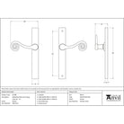 Pewter Monkeytail Slimline Lever Espag. Latch Set - LH | From The Anvil - Espagnolette - From The Anvil - Yester Home