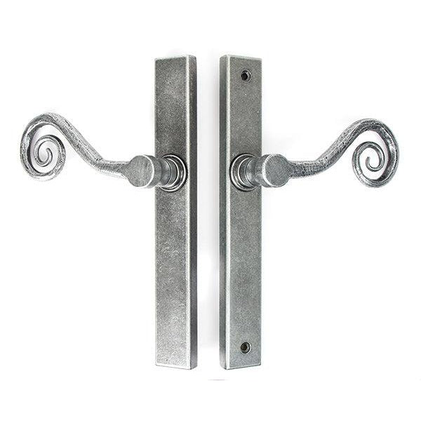 Pewter Monkeytail Slimline Lever Espag. Latch Set - LH | From The Anvil-Espagnolette-Yester Home