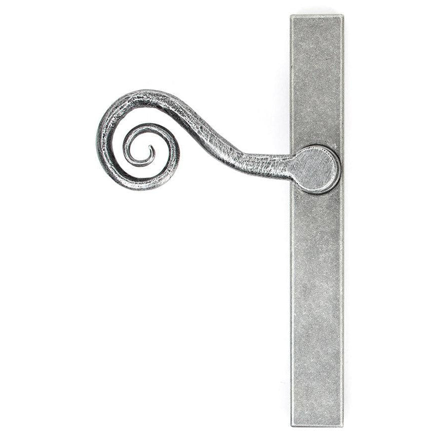 Pewter Monkeytail Slimline Lever Espag. Latch Set - LH | From The Anvil-Espagnolette-Yester Home