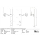 Pewter Monkeytail Slimline Lever Espag. Lock Set - LH | From The Anvil-Espagnolette-Yester Home