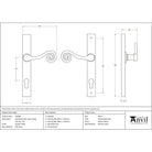 Pewter Monkeytail Slimline Lever Espag. Lock Set - RH | From The Anvil-Espagnolette-Yester Home