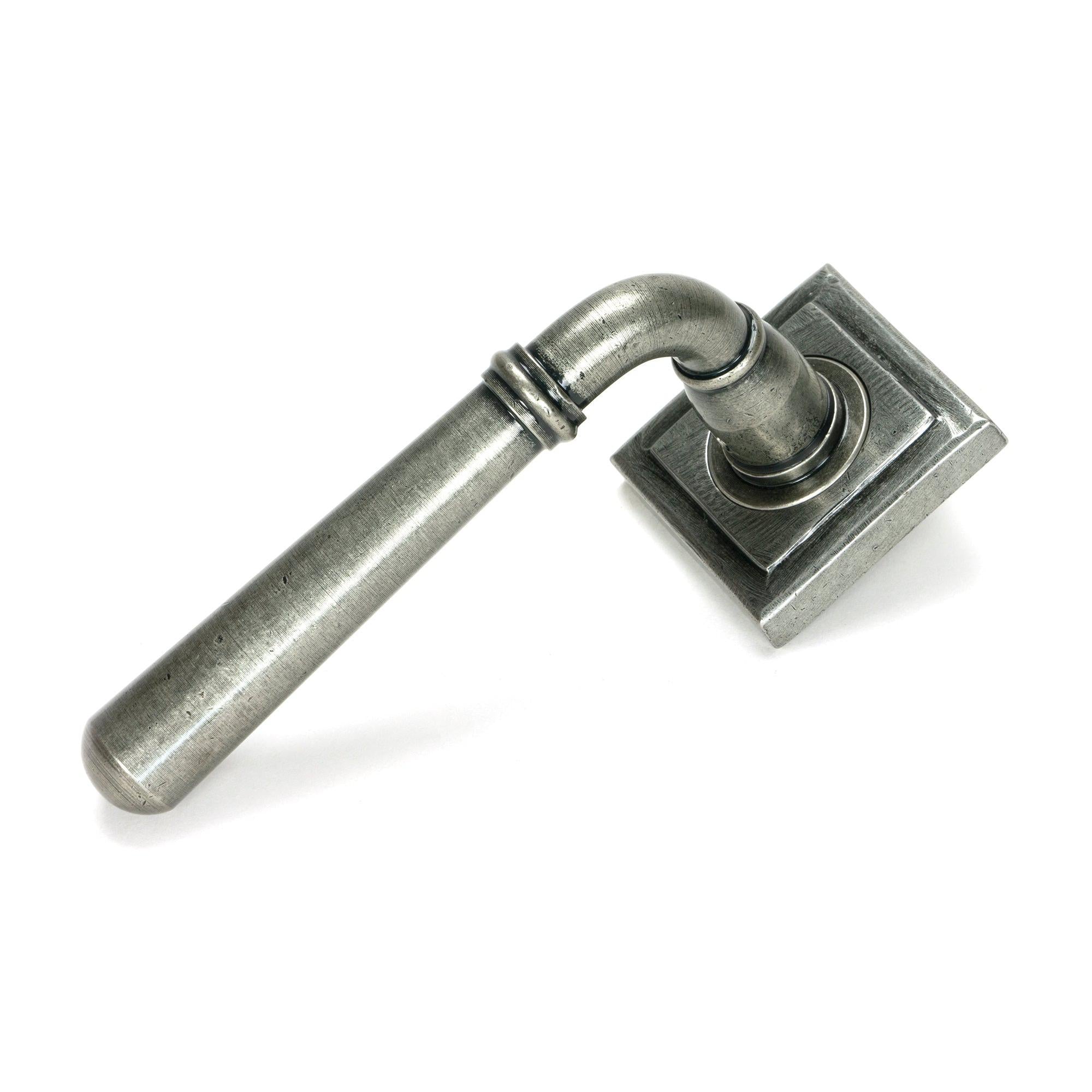 Pewter Newbury Lever on Rose Set (Square) - Unsprung | From The Anvil - Concealed - From The Anvil - Yester Home