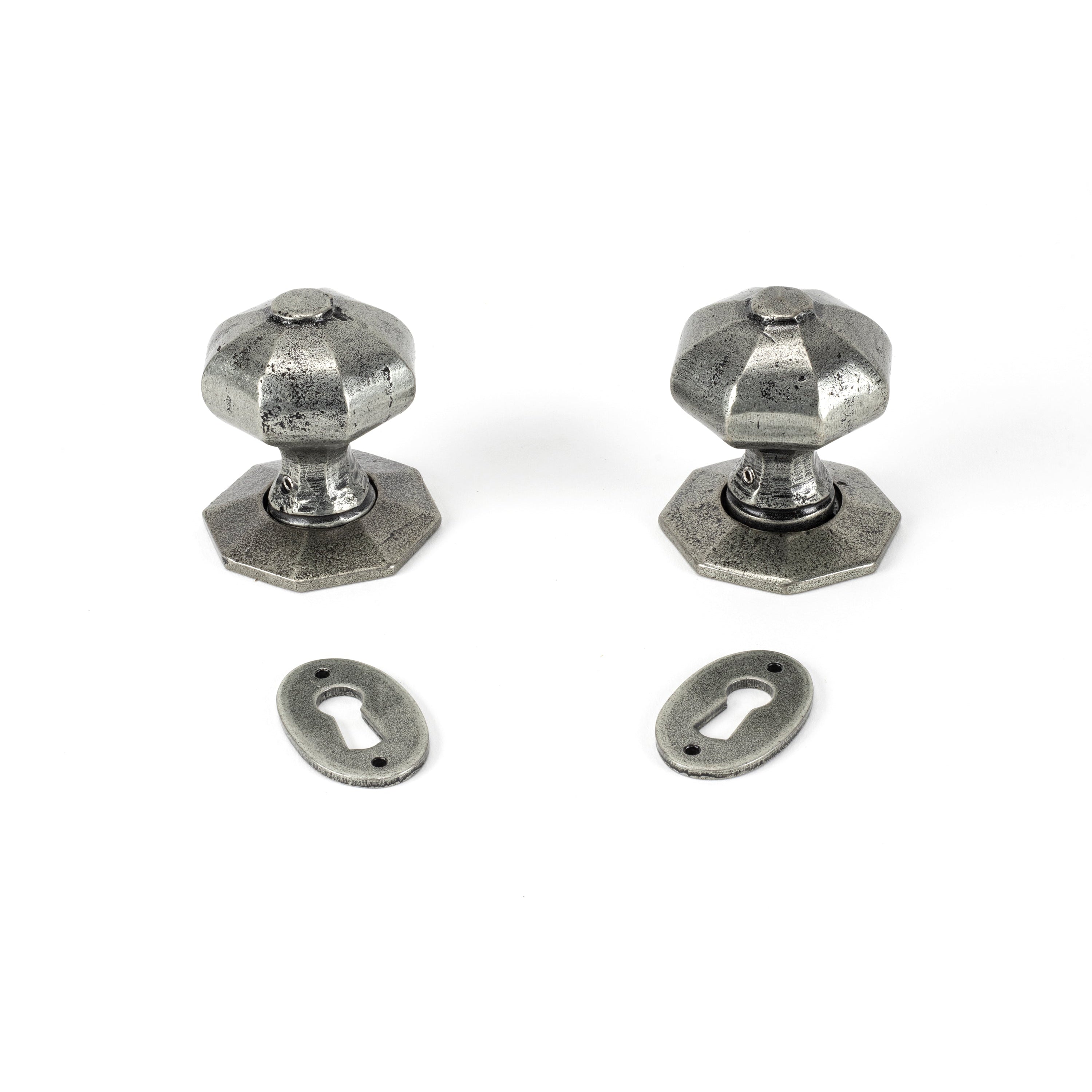 Pewter Oak Box Lock & Octagonal Knob Set | From The Anvil-Rim Locks & Latches-Yester Home
