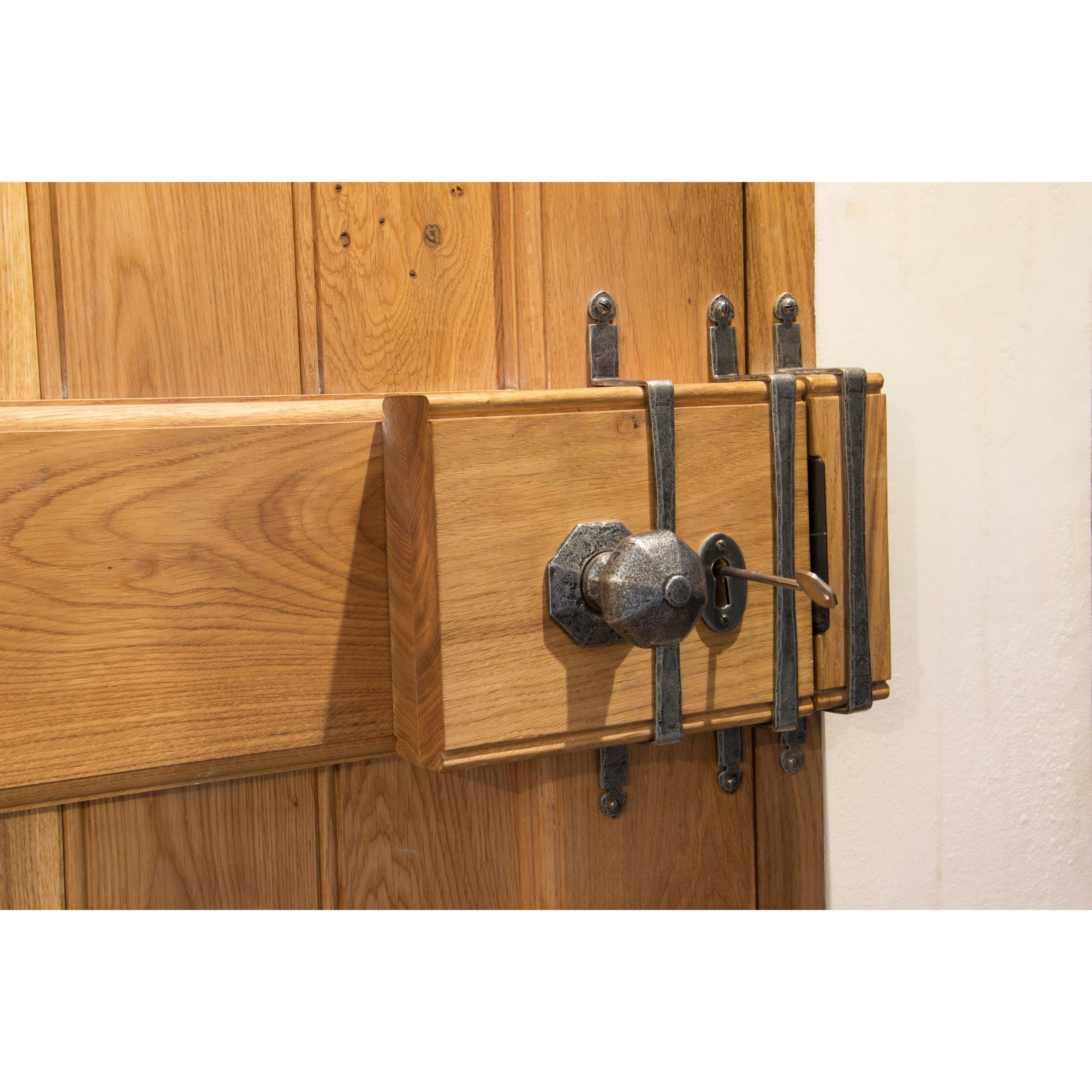 Pewter Oak Box Lock & Octagonal Knob Set | From The Anvil-Rim Locks & Latches-Yester Home