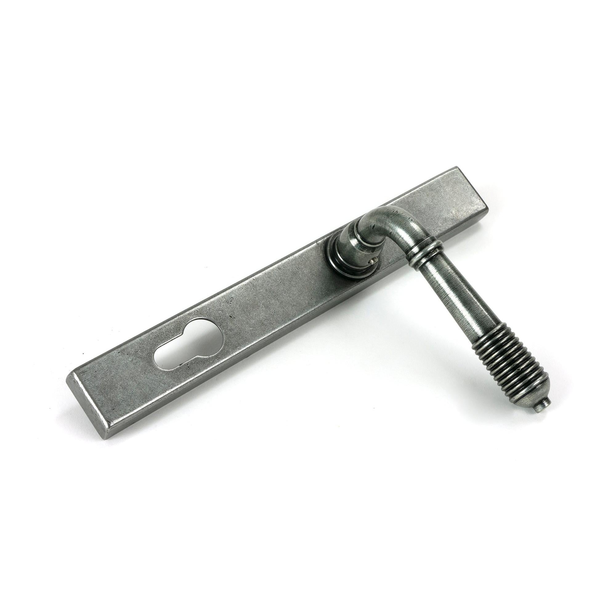 Pewter Reeded Slimline Lever Espag. Lock Set - Espagnolette - From The Anvil - Yester Home