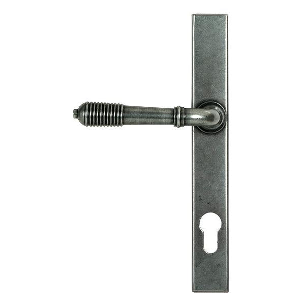 Pewter Reeded Slimline Lever Espag. Lock Set - Espagnolette - From The Anvil - Yester Home