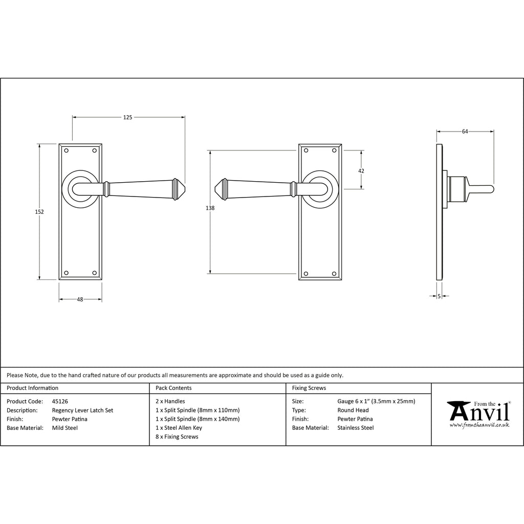 Pewter Regency Lever Latch Set | From The Anvil