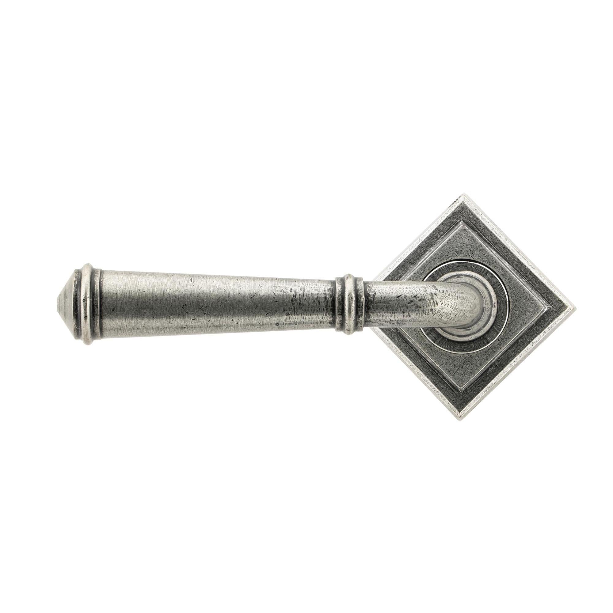 Pewter Regency Lever on Rose Set (Square) | From The Anvil - Concealed - From The Anvil - Yester Home