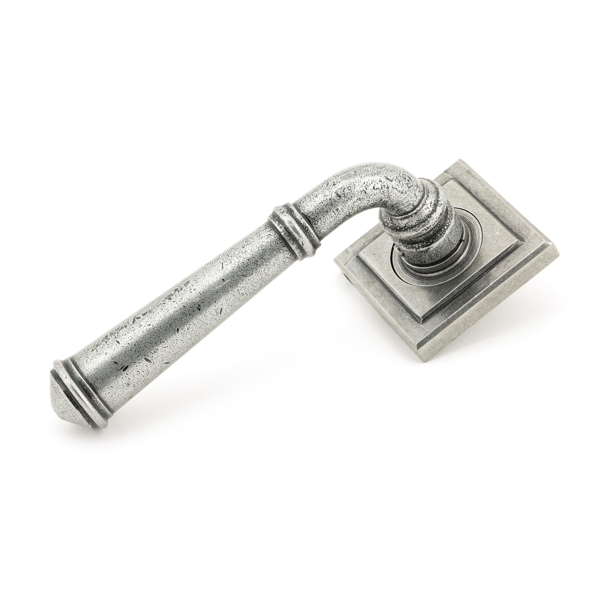 Pewter Regency Lever on Rose Set (Square) - Unsprung | From The Anvil - Concealed - From The Anvil - Yester Home