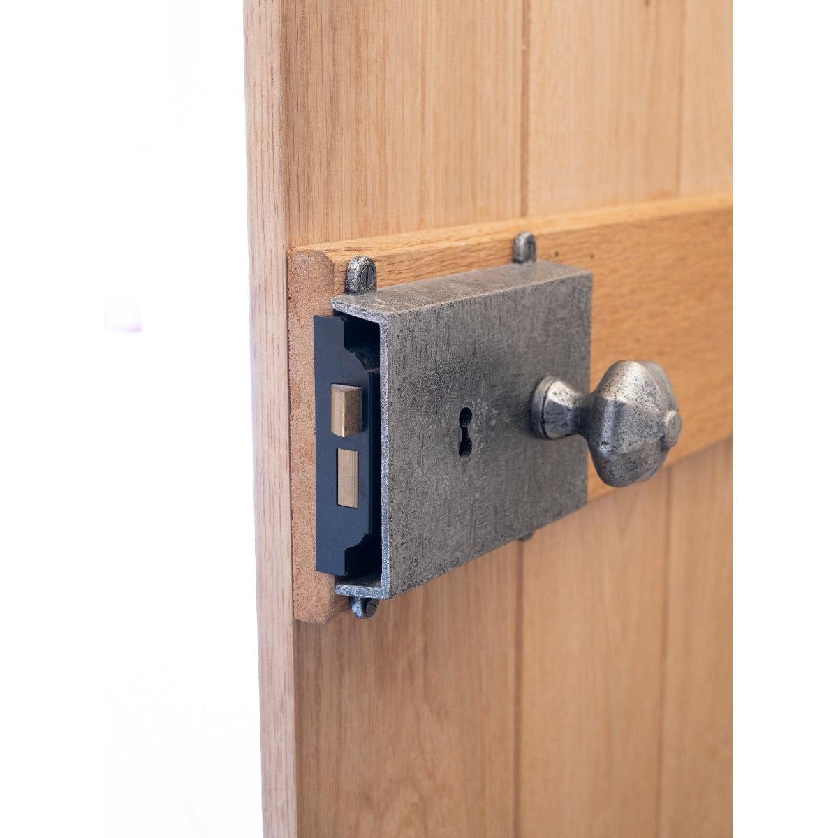 Pewter Rim Lock & Cast Iron Cover | From The Anvil-Rim Locks & Latches-Yester Home