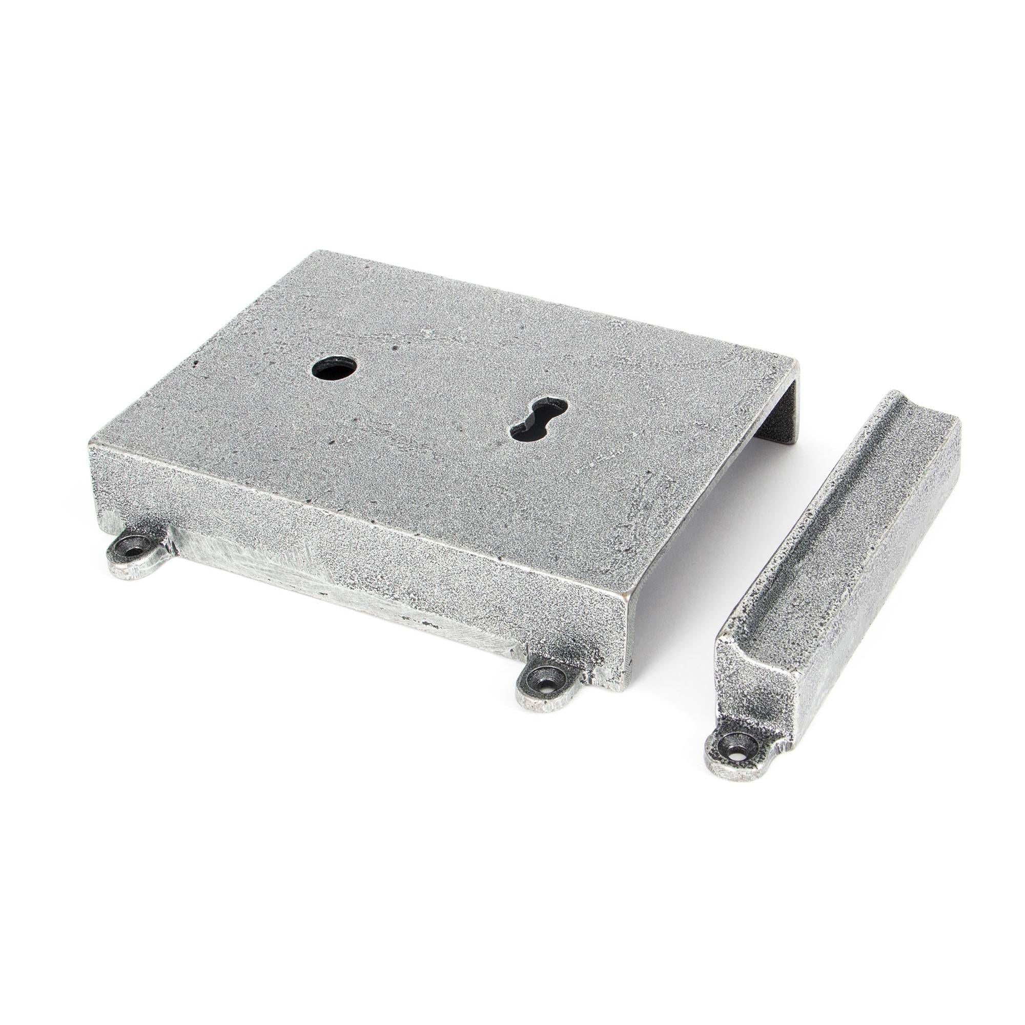 Pewter Rim Lock & Cast Iron Cover | From The Anvil - Rim Locks & Latches - From The Anvil - Yester Home