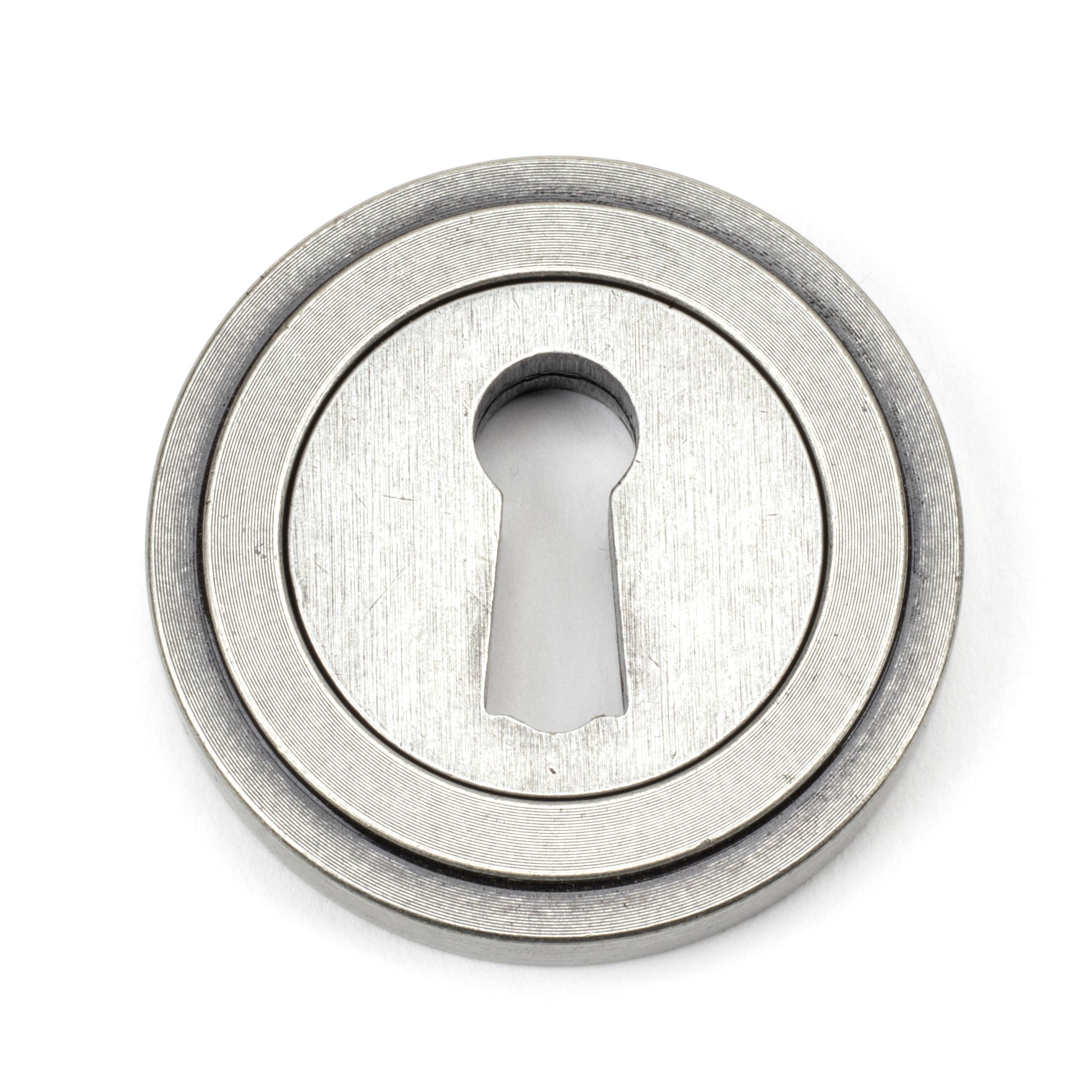Pewter Round Escutcheon (Art Deco) | From The Anvil-Escutcheons-Yester Home