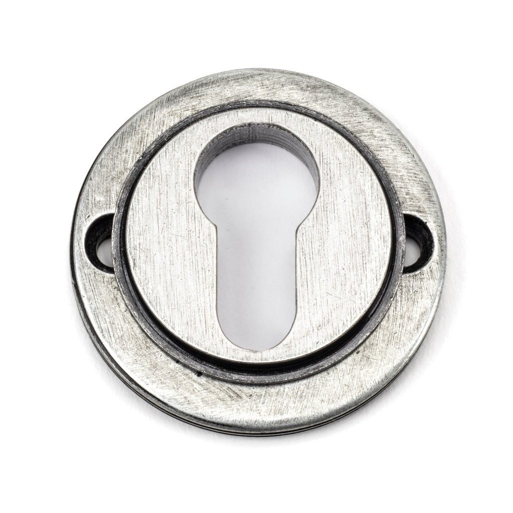 Pewter Round Euro Escutcheon (Art Deco) | From The Anvil-Euro Escutcheons-Yester Home