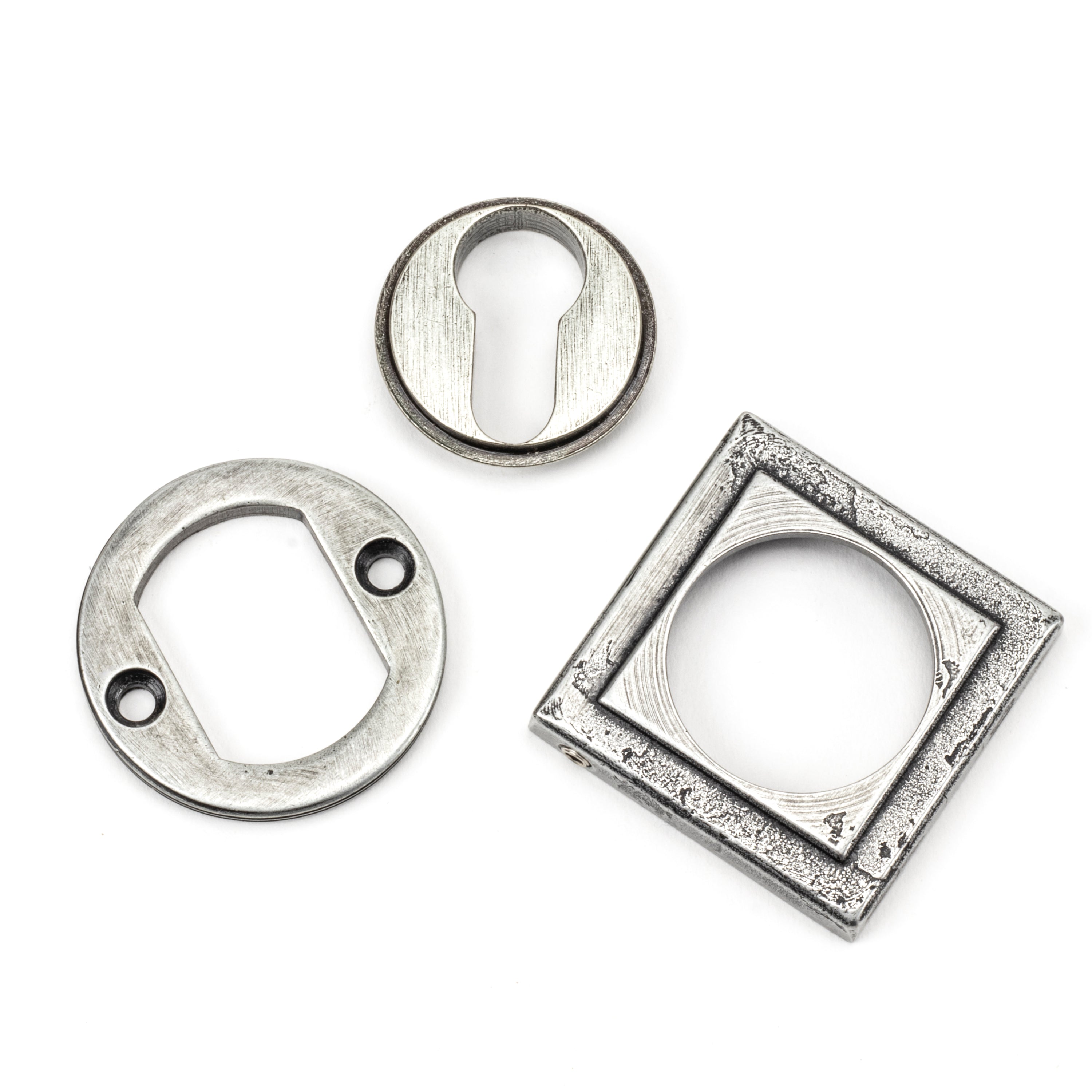 Pewter Round Euro Escutcheon (Square) | From The Anvil-Euro Escutcheons-Yester Home