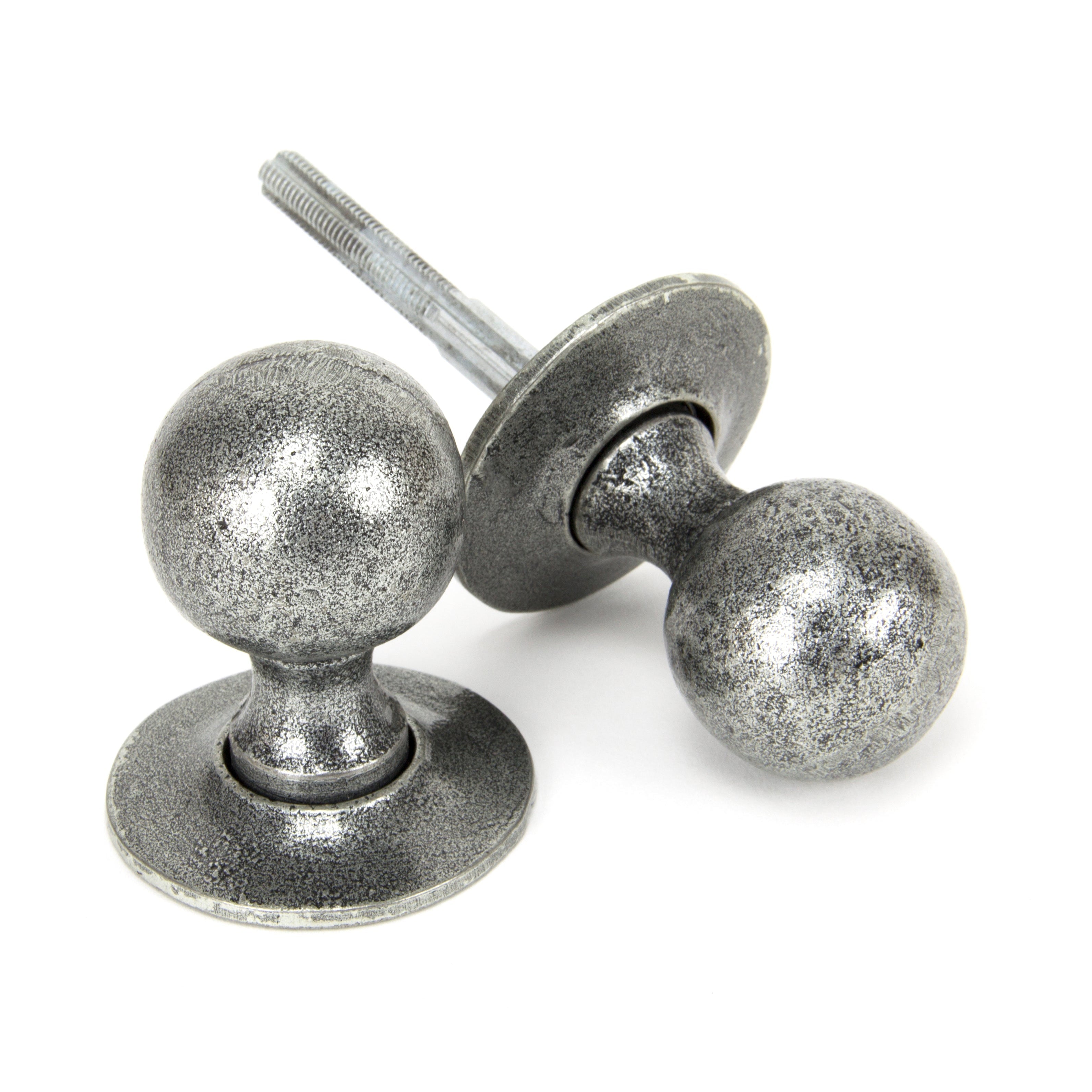 Pewter Round Mortice/Rim Knob Set | From The Anvil-Mortice Knobs-Yester Home