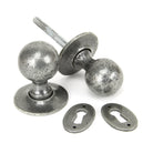 Pewter Round Mortice/Rim Knob Set | From The Anvil-Mortice Knobs-Yester Home