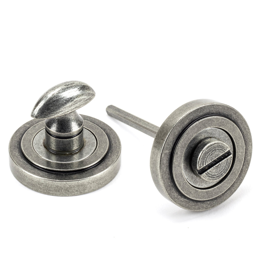 Pewter Round Thumbturn Set (Art Deco) | From The Anvil-Thumbturns-Yester Home