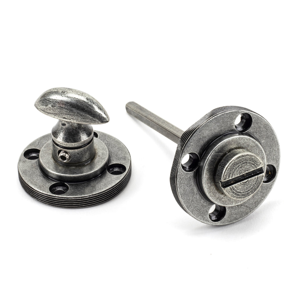 Pewter Round Thumbturn Set (Plain) | From The Anvil-Thumbturns-Yester Home