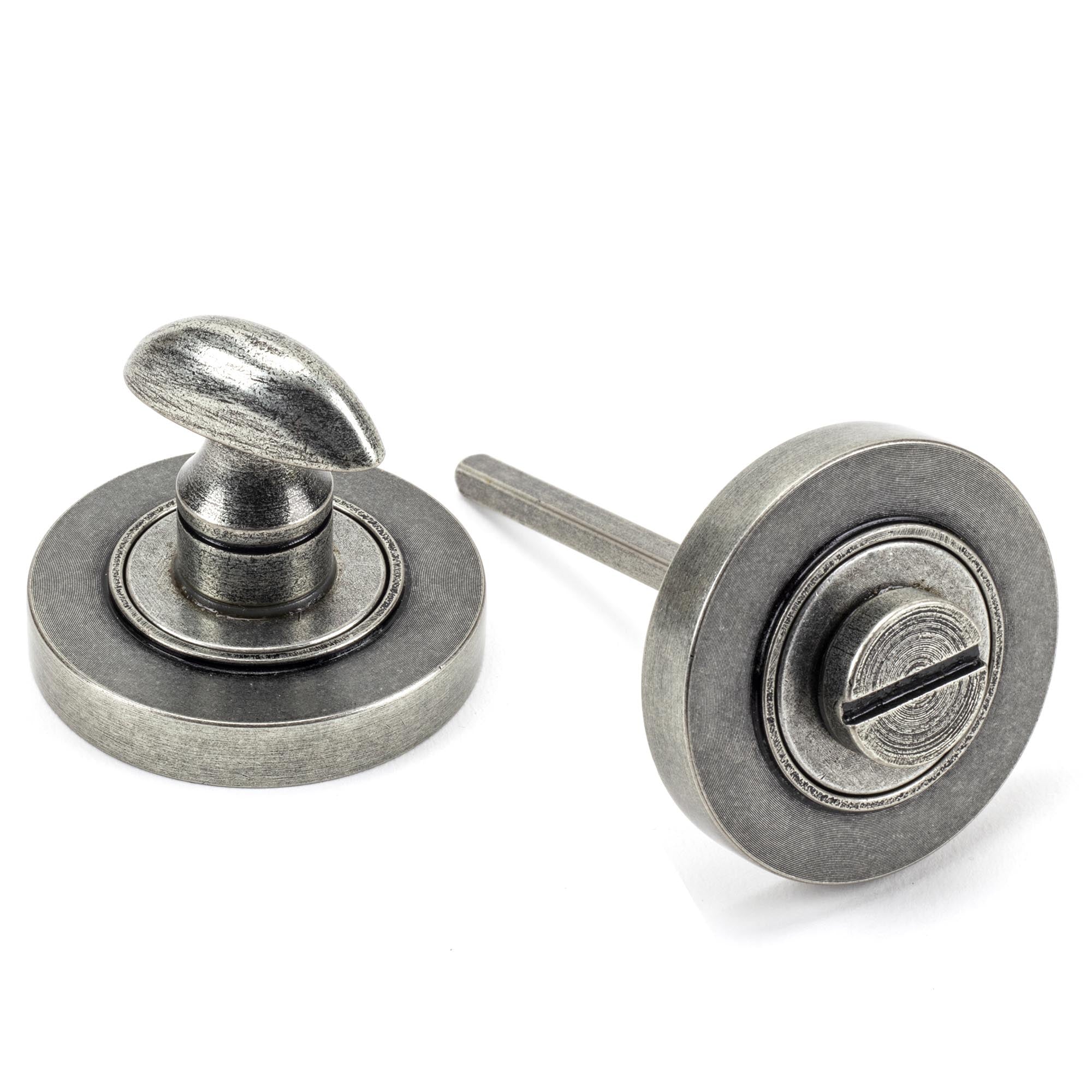 Pewter Round Thumbturn Set (Plain) | From The Anvil - Thumbturns - From The Anvil - Yester Home