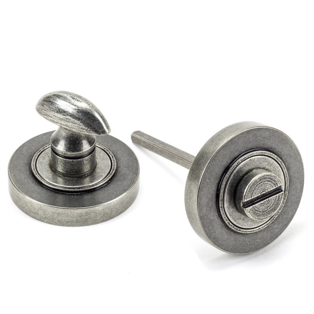 Pewter Round Thumbturn Set (Plain) | From The Anvil-Thumbturns-Yester Home