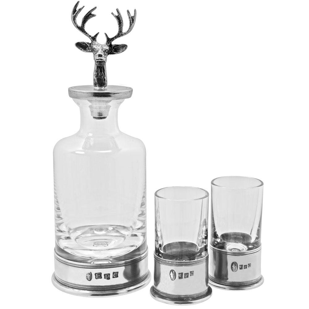 Pewter Stag Mini Decanter Set-Decanters-Yester Home