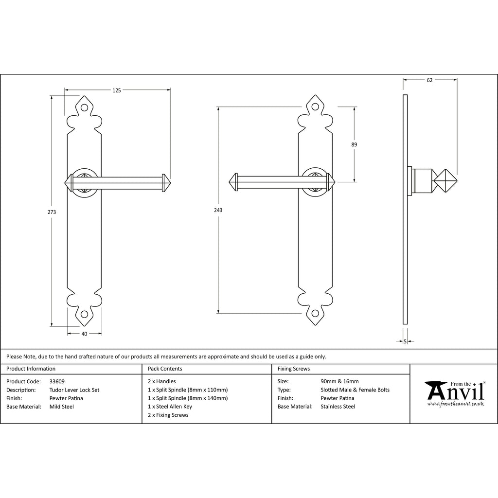 Pewter Tudor Lever Latch Set | From The Anvil-Lever Latch-Yester Home