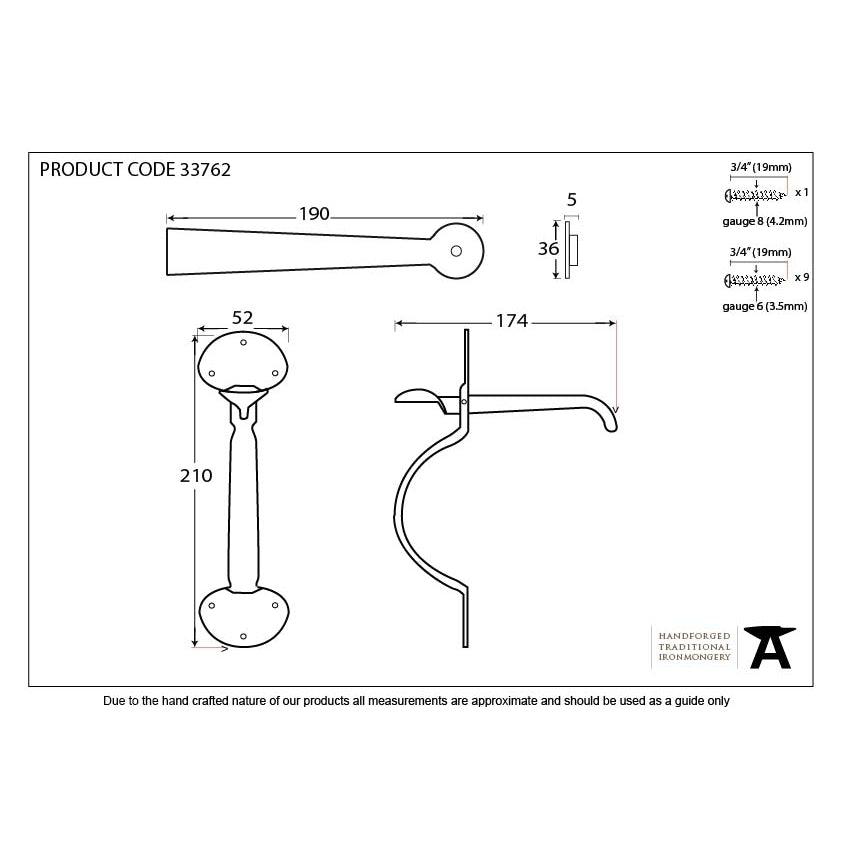 Pewter XL Medium Bean Thumblatch | From The Anvil-Thumblatches-Yester Home