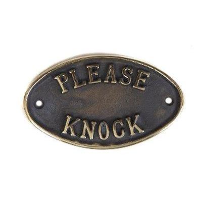 Please Knock Brass Door Sign