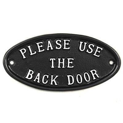 Please Use The Back Door Sign